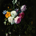  Still life of flowers in a crystal vase