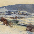  Winter in Bewingen  Signiert und datiert unten links  F v  Wille Bewingen 21 1 14  Ol auf Leinwand 